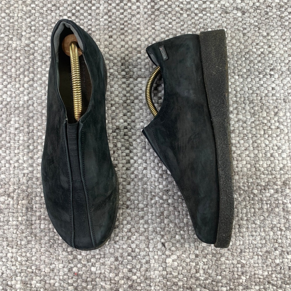 Mephisto Slip On Loafers Womens 10 Black Nubuck Leather Comfort Shoes France